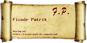 Ficsór Patrik névjegykártya