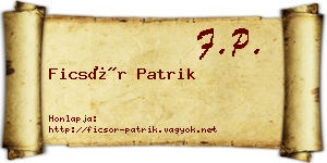 Ficsór Patrik névjegykártya